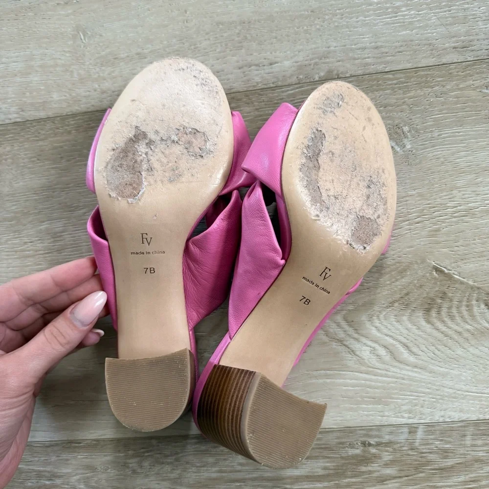 Frances Valentine Mollie Slide Heel genuine leather pink size 7 - Picture 4 of 6